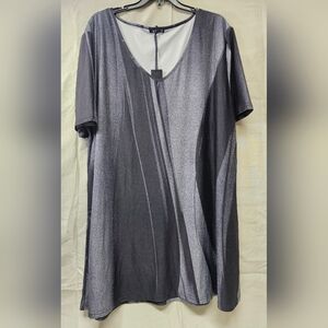 Lilly By Firminia Women's Black & Silver V-Neck Shirt Size 4x